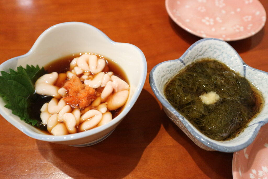 地物白子ポン酢と深浦糸もずく酢