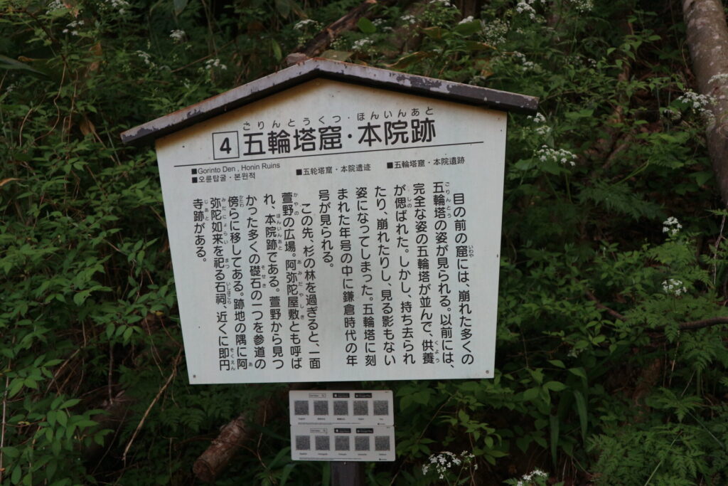 五輪塔窟・本院跡の説明